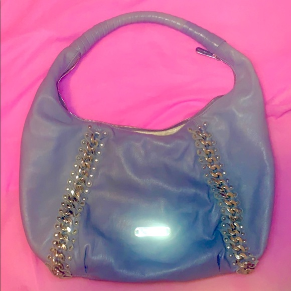 Gorgeous Michael Kors Women's Blue Studded Id Chain Large Hobo bag - Picture 6 of 15